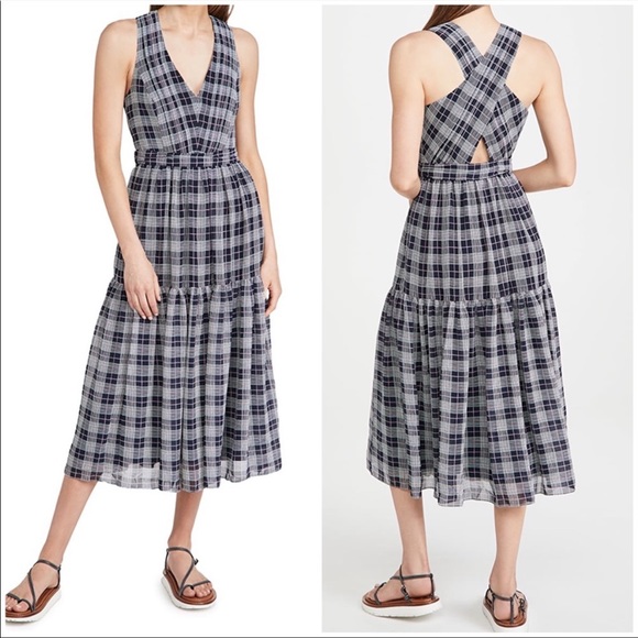Club Monaco Crossback Midi Dress in Rose Plaid Size 2 NWT - Picture 13 of 13